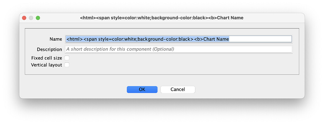 using html in chart names - Technical Support & Bugs - Vassal