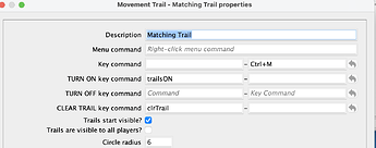 Movement Trail - Matching Trail properties