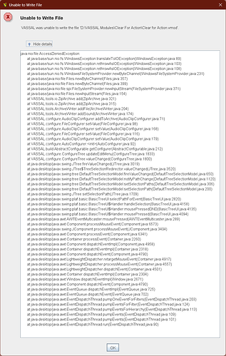 Screenshot of error dialog.