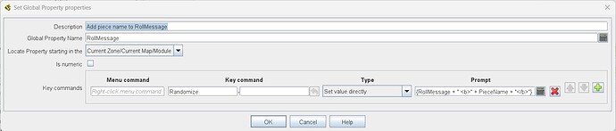 Set Global Property RollMessage